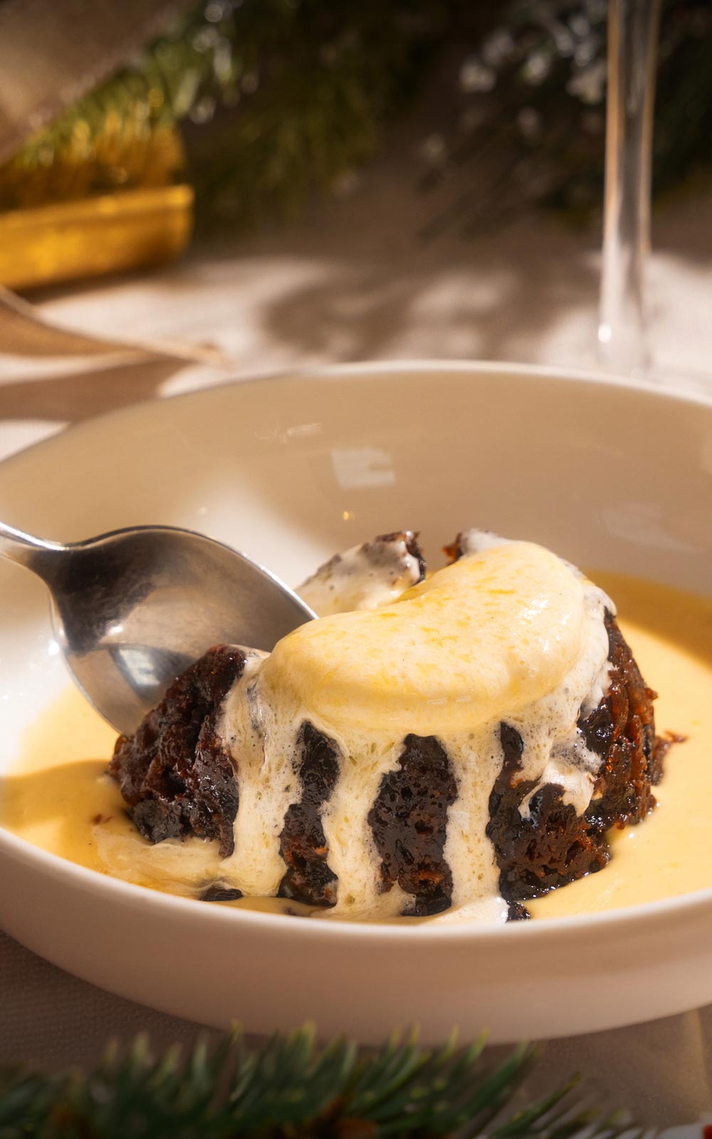 Warm Christmas Pudding, Brandy Butter, Vanilla Custard